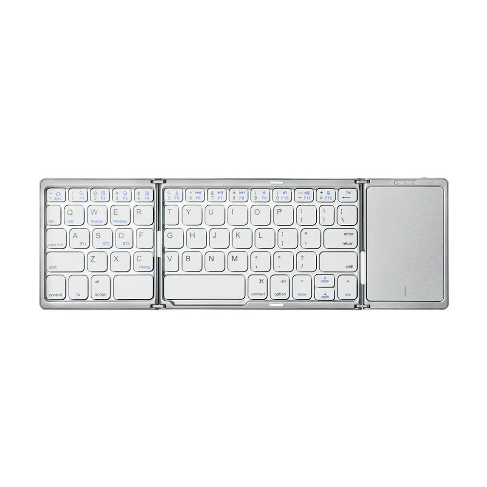 Rechargeable Bluetooth Folding Keyboard with Touchpad - 64-Key Wireless Keyboard for Tablet and Phone