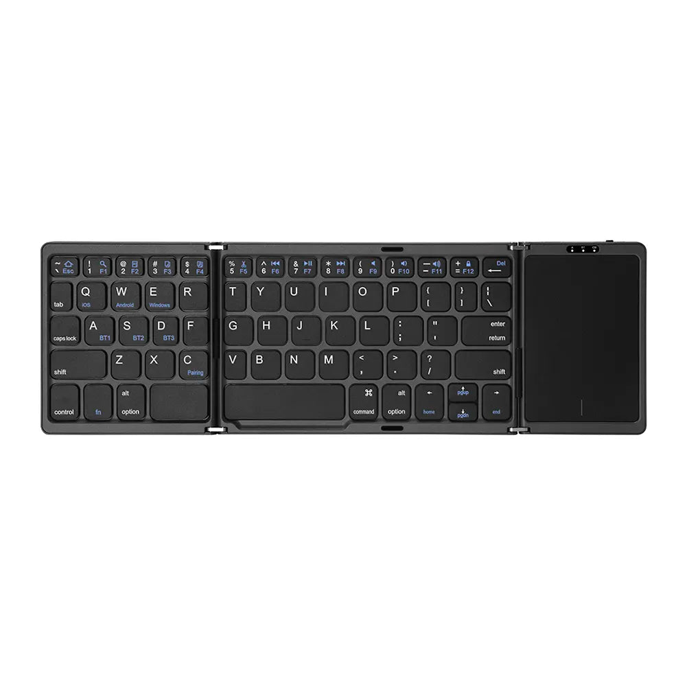 Rechargeable Bluetooth Folding Keyboard with Touchpad - 64-Key Wireless Keyboard for Tablet and Phone